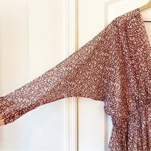 TED BAKER Vallyy Draped Cinched Waist Batwing Midi Dress Animal Print - Picture 5 of 13